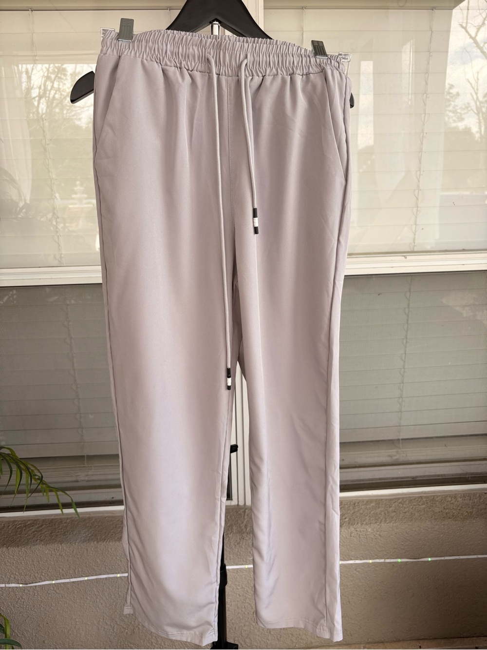 Men's Light Gray Elastic Waist Drawstring Joggers